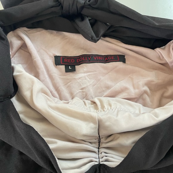 Red Dolly Vintage Pinup Halter One Piece Swimsuit - Picture 5 of 6